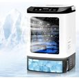 Climatiseur portable 5 en 1 Mini Ventilateur Refroidisseur d'air Silencieux 3 vitesses, LED, Humidificateur, Bleu