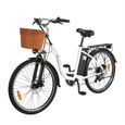 DYU C6 - Vélos électriques urbains - Roues 26*1.95" - Moteur 350W - Batterie 36v 12.5Ah - SHIMANO 7 Speed - Autonomie 70KM - Blanc-0