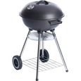 Barbecue à charbon KOOKI - Modèle 45613 - Cuve et couvercle en acier émaillé - Grille de cuisson en acier - Noir-0