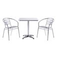 Salle à manger de jardin en aluminium : une petite table carrée et 2 chaises - MONTMARTRE-0