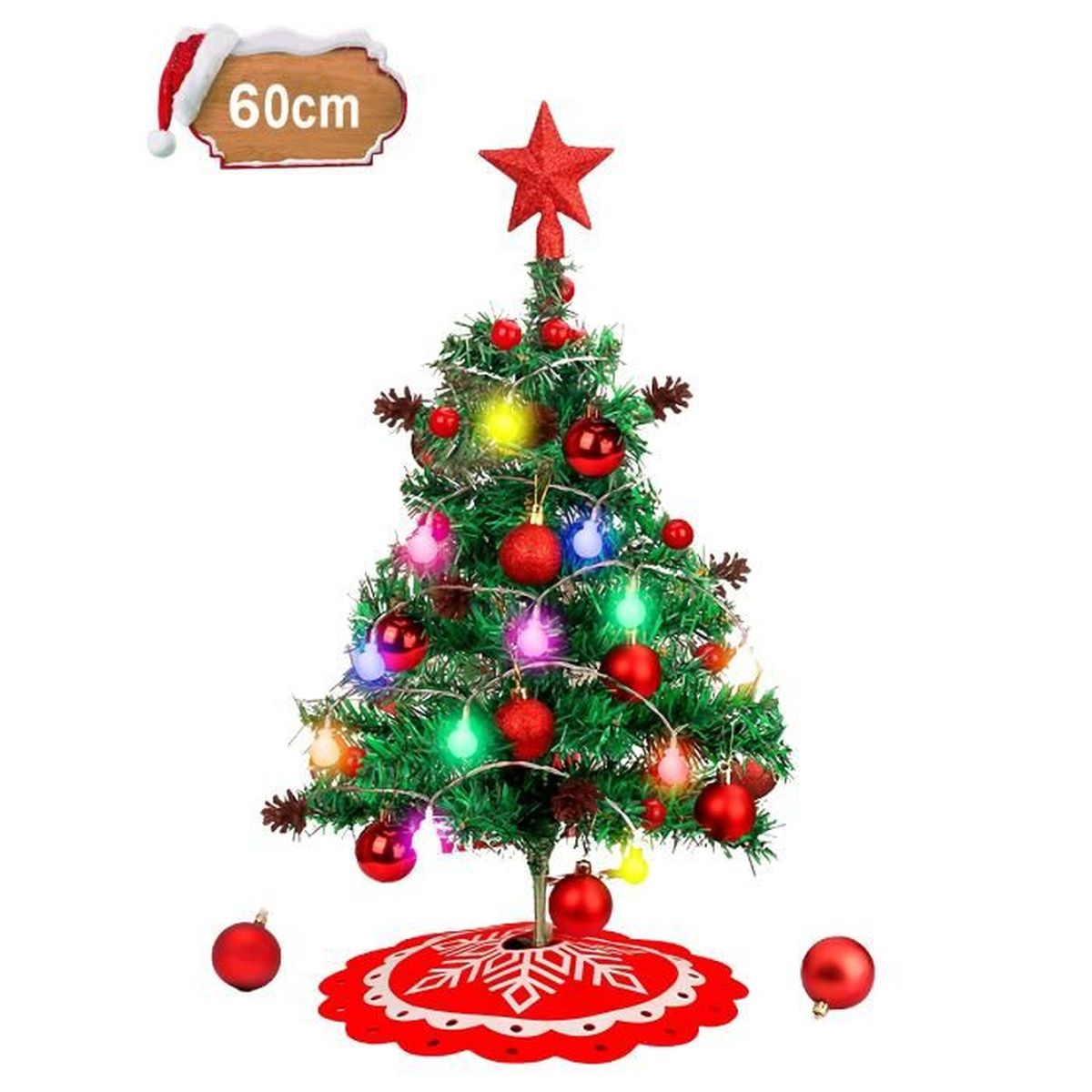 Mini Sapin de Noël de Table de 60 cm Guirlandes Lumineuses à LED