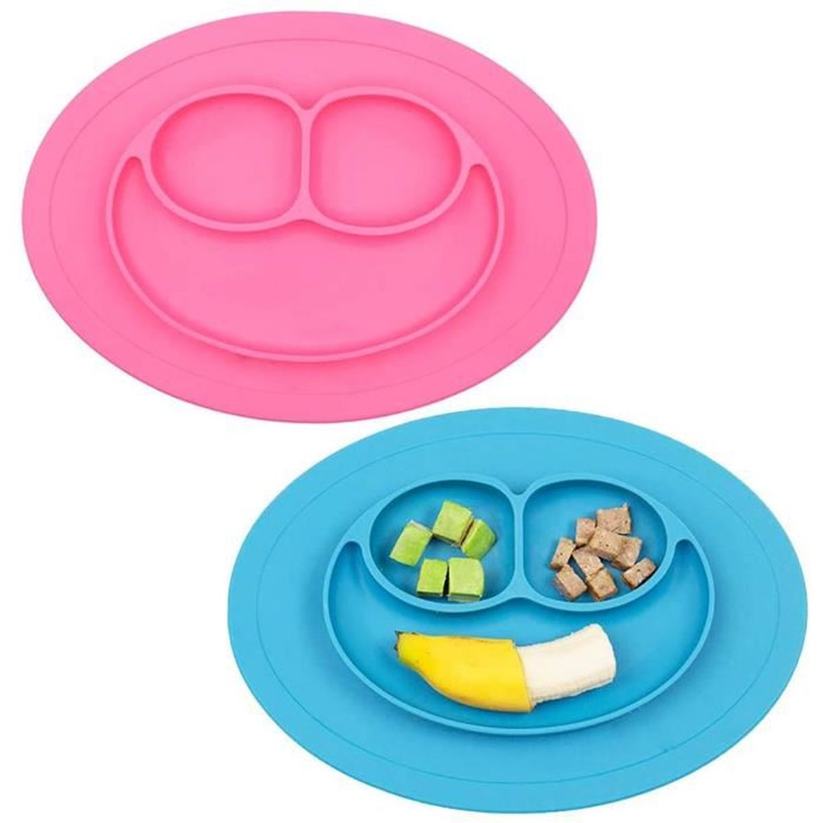 Gobro Assiette Bebe Bol En Silicone Durable Mignon Tapis Ronde Assiette D Alimentation Smiley Aspiration 2pcs Bleu Rose Cdiscount Puericulture Eveil Bebe