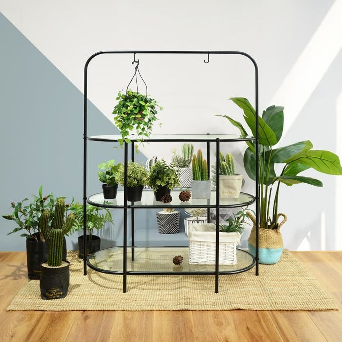 Homy Casa Etagere A Fleurs Jardiniere Plante Multicouche Planche Retro Stand Porte Fleur Verre Trempe Noir Achat Vente Meuble Support Plante Homy Casa Etagere A Fleurs Cdiscount