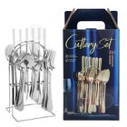 PASSIONOVA Couverts de table Service 24 pièces 4 couverts ustensiles cuisine acier inoxydable couverts coffret cadeau avec support de