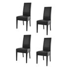 T M C S Tommychairs - Set 4 chaises cuisine LUISA, robuste structure en bois de hêtre, assise et dossier en cuir artificiel couleur noir