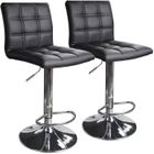 OOBEST NOIR-TABOURET DE BAR LOT DE 2 CHAISE ASSISSE EN SIMILI CUIR HAUTEUR REGLABLE