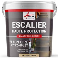 Béton Ciré Escalier - Kit Complet avec primaire et vernis ARCANE INDUSTRIES Vanille - Beige - kit 2 m² (2 couches)