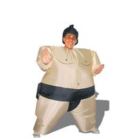 Déguisement Sumo adulte gonflable unisexe - Costume peluche 100% Polyester - Beige et Noir
