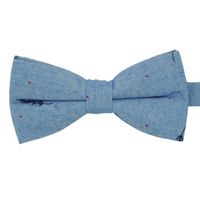 Cravate - Lavalliere - Nœud Papillon - Ecravate - Noeud papillon homme Bleu ciel à motif 'Feuille' et pois rouges