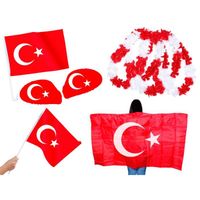Kit supporter Turquie (Alsino FP-38): 9 Accessoires: Cap poncho , Drapeau à agiter ,  drapeau pour voiture ,  2 x