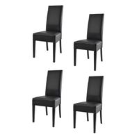 Tommychairs - Set 4 chaises cuisine LUISA, robuste structure en bois de hêtre, assise et dossier en cuir artificiel couleur noir