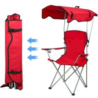 Chaise de camping pliable avec pare-soleil intégré - QIFAshma® - Rouge - 1 place - Adulte - Camping