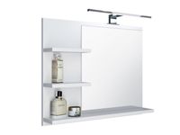 DOMTECH miroir de salle de bain avec étagères blanc avec éclairage LED miroir de salle de bain miroir mural, L