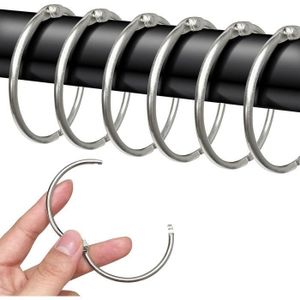 Lot De 50 Anneaux Pour Rideaux - Noir - Ø Intérieur 38 Mm - Installation Facile Sans Démonter La Tringle