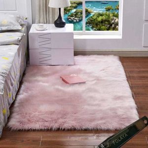 DQMEN Toison Tapis Laine Tapis Imitation Toison Moquette Fluffy Soft Longhair D/écoratif Coussin de Chaise Canap/é Natte Rose, 60 X 90cm