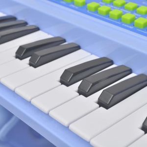 PIANO WIPE Clavier jouet d'enfants et tabouret-microphone 37 touches Bleu