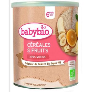 CÉRÉALES BÉBÉ Babybio - Céréales 3 Fruits - Bio - 220g - Dès 6 mois