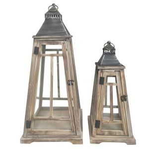 Lanterne dint/érieur pour Bougie Bois et m/étal Maturi