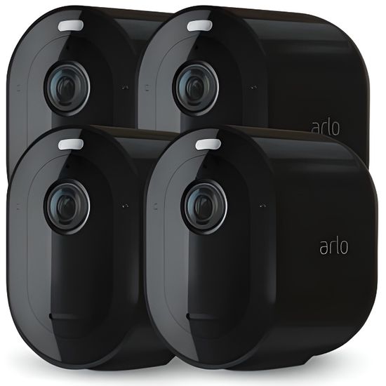 ARLO Pro 3 Pack 4 Caméras de Sécurité noir, 2k, Batterie rechargeable, angle de vue 160°