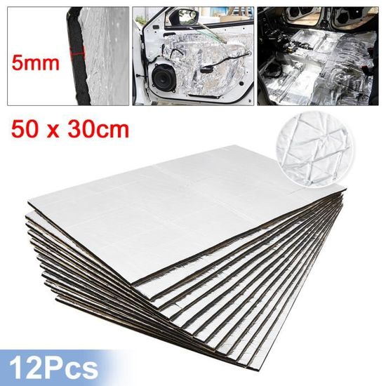 Lot De 12 Tapis D’Isolation Phonique Voiture – 40x25 Cm, 5 Mm, Autocollant