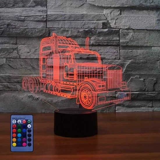 XM321-3D camion, voiture LED Lampes Art Déco Lampe la couleur changeant  lumières LED, Décoration Décoration Maison Enfan - Cdiscount Maison