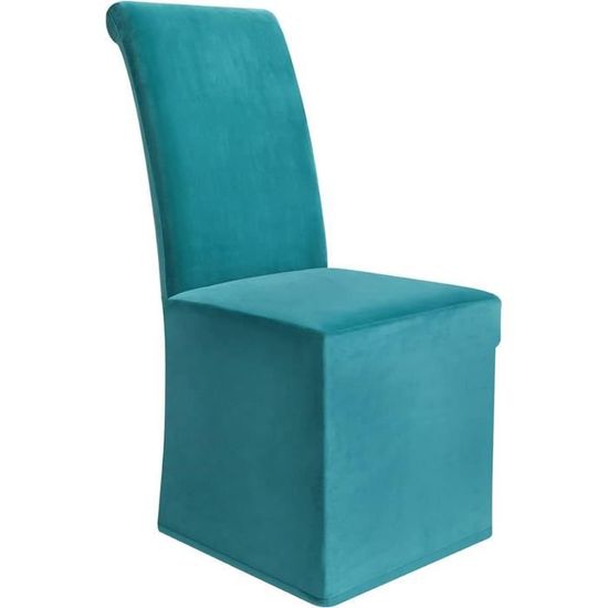 Homaxy Housse De Chaise Salle à Manger 4 Pièces - Velours Bleu Paon Stretch Lavable