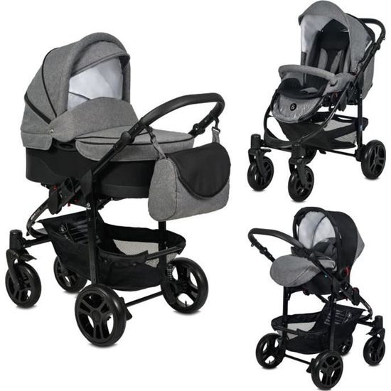 Poussette Combin e Trio 3 en 1 B W Gris Noir Livr e avec ses