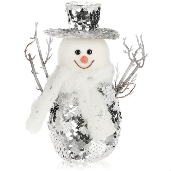 Figurine De Bonhomme De Neige De Noël à LED - 90 Cm En Tissu Blanc - Décorations Lumineuses De Noël