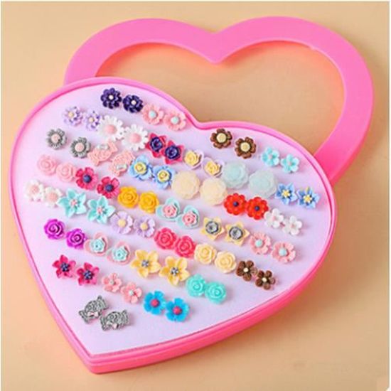 6 Paires De Boucles D'oreilles Clips Pour Filles (non Percées) - Résine Colorée, Motifs Mignons, Hypoallergéniques - Idéal Déguisement Ou Quotidien