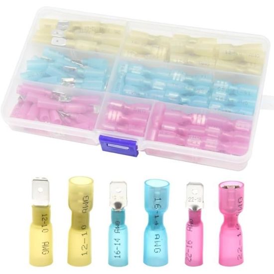 Connecteurs De Fils Thermorétractables Soudables 200Pcs 16-14 Awg Bleu