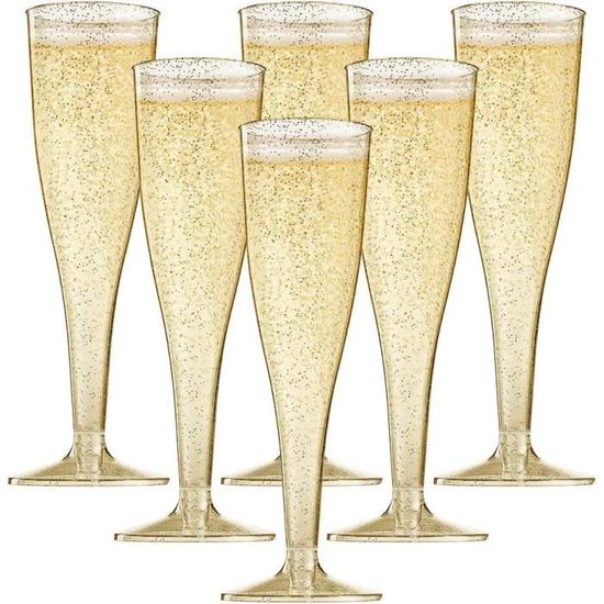 25 Flûtes à Champagne En Plastique Transparent - 130ml, Réutilisables Et Sans BPA - Pour Fêtes Et Événements