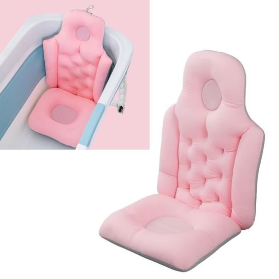 Coussin De Bain Complet Pour Adulte 93x40 Cm - Soutien Tête, Dos, Coccyx - Séchage Rapide En Polyester (rose)