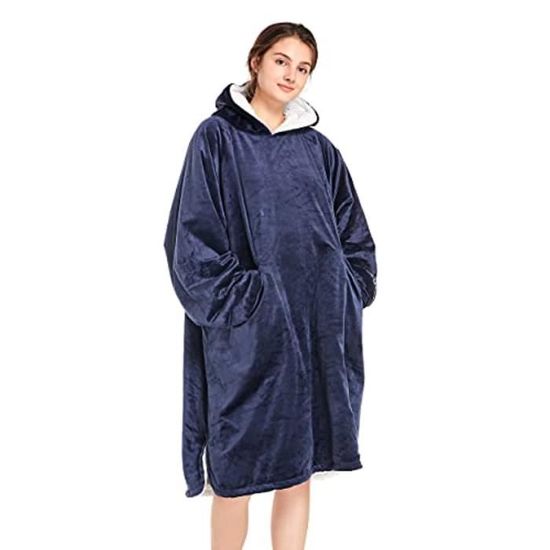 Couverture à Capuche DOUUCO - Taille Unique 150x80 Cm | Polaire Sherpa | Pour Adultes Et Ados