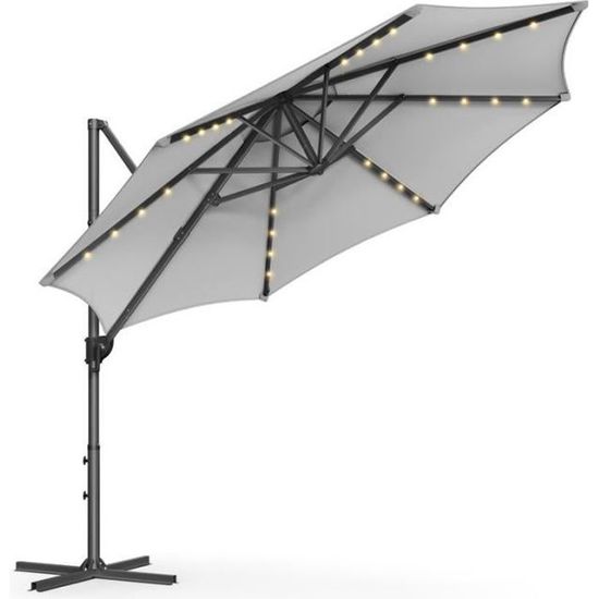 Parasol Suspendu Solaire Avec 104 LED - 8 Modes Lumineux, étanche IP67, Pour Terrasse Et Jardin