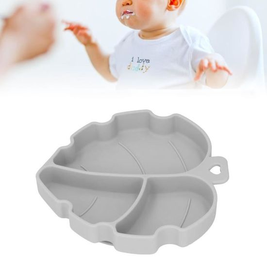 Assiette Bébé Avec Ventouse Et Couvercle En Silicone - 4 Compartiments, Anti-Renversement, Sans BPA