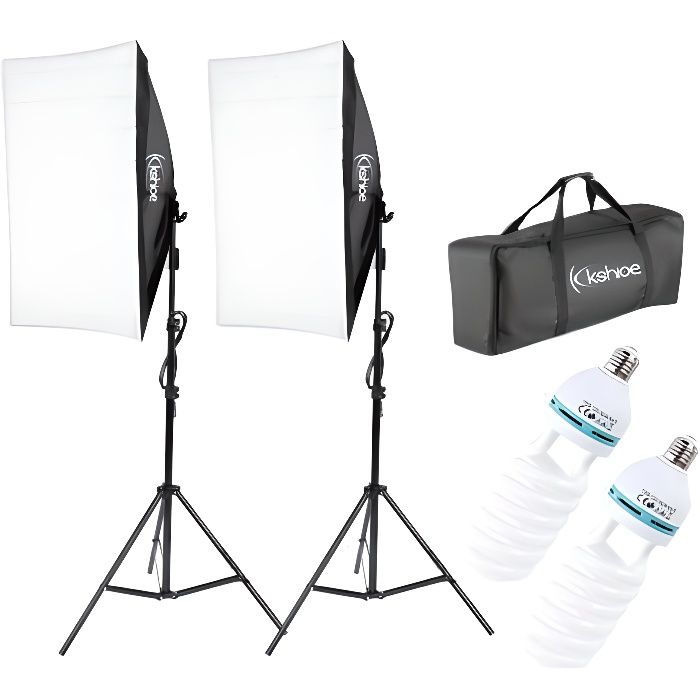 Softbox Kit Éclairage avec 2 Softbox,2 Ampoules,Trépieds et Sac de Transport