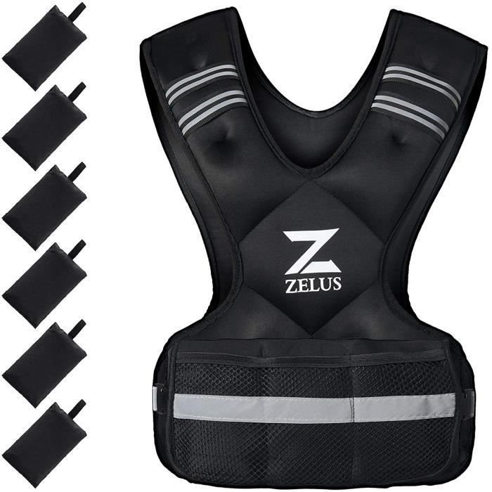 Gilet Lesté Réglable, 9 à 14,5 kg Vest Lestée de Poids Ajustable, Gilet de Poids Amovibles Entraînement Musculation Exercice, Noir