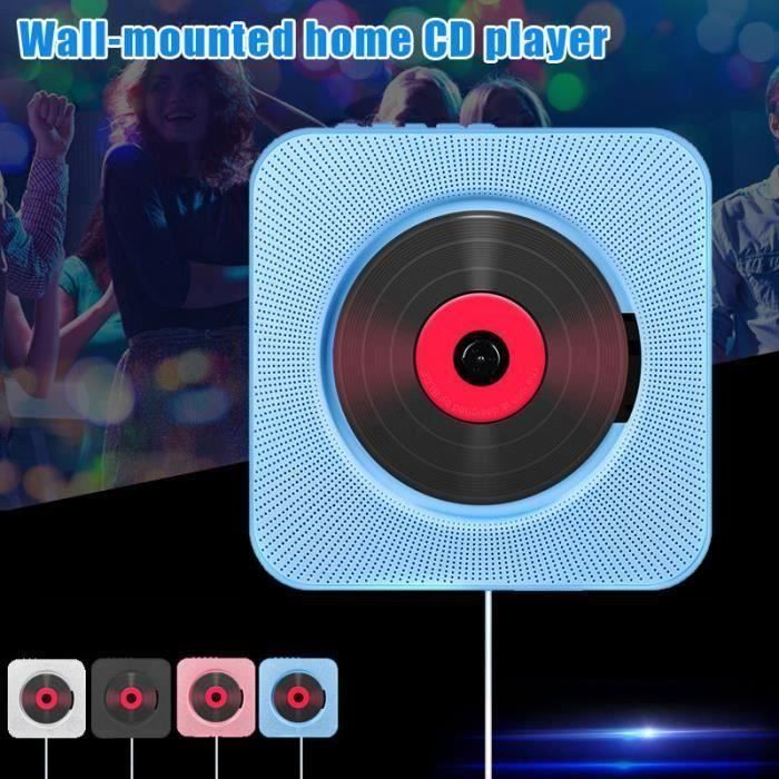 CD Lecteur Mural Montable Bluetooth Lecteur de Musique Stéréo avec Télécommande USB Hi-Fi Innovant Audio FM Radio Portable -Bleu