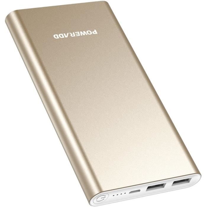 POWERADD Batterie Externe 10000mAh Pilot 2GS Recharger Rapidement Chargeur Portable pour iPhone Huawei Samsung Xiaomi Wiko et d'Autr
