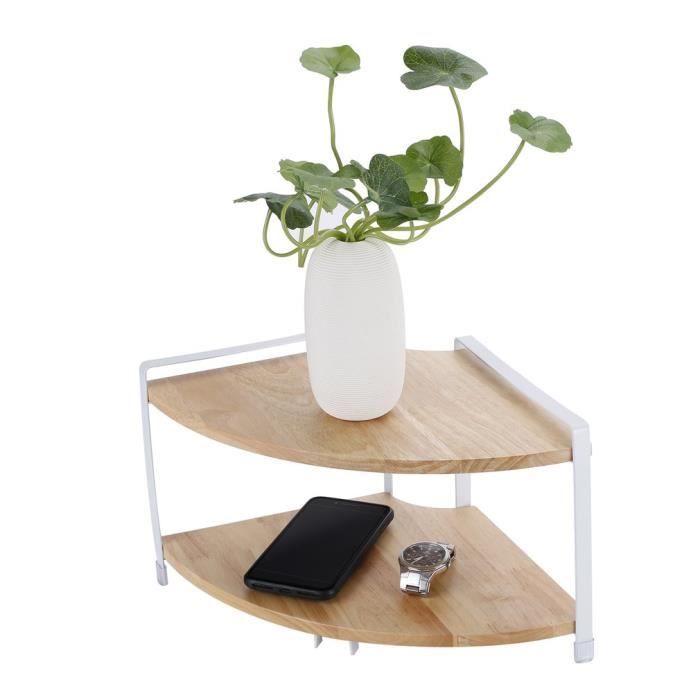 AR848 2 couches cuisine support en bois massif en forme d'éventail étagère d'angle supports à épices stockage pot en verre