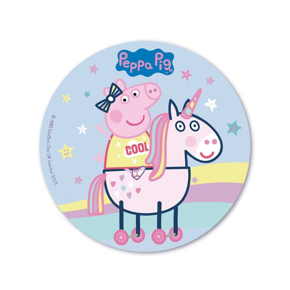 Confiserie fine modele disque comestible papa pig en azyme - 20 cm - Multicolore