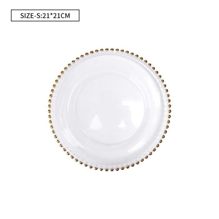 Plats et assiettes,Assiettes en verre transparent assiette à Steak de fruits exquis plateau à Dessert occidental - Type Gold-S