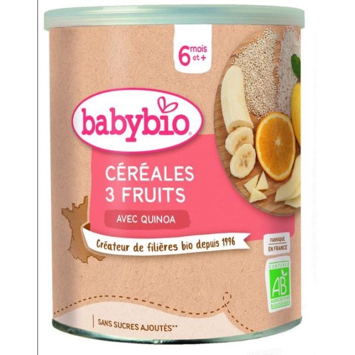Babybio - Céréales 3 Fruits - Bio - 220g - Dès 6 mois
