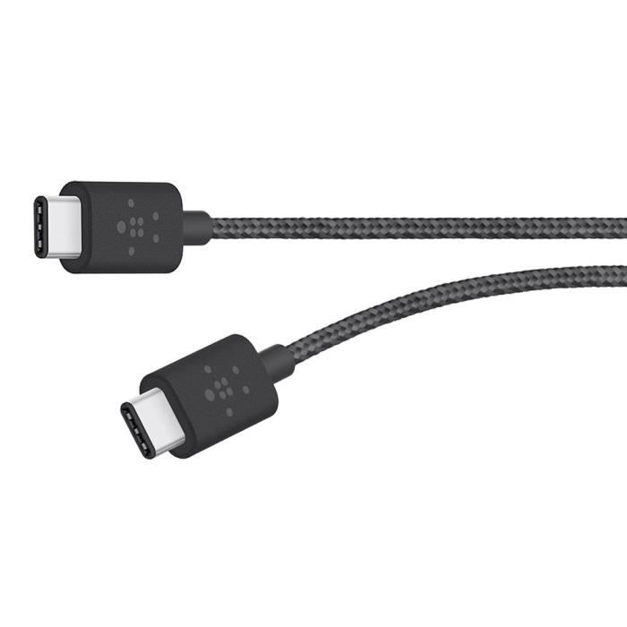 BELKIN Câble de charge avec connecteur USB C 2.0 / 3.A / 60W / 1,8M / 4K - Noir métallique
