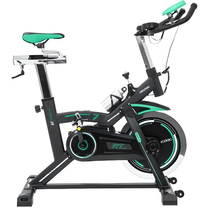 Cecotec Vélo Indoor Extreme 25. 25 kg Volant d’inertie , Pulsomètre , Écran LCD, Résistance Variable , Stabilisateurs , SilenceFit,