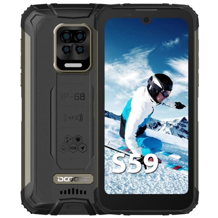 Smartphone DOOGEE S59 10050mAh Octa Core 4 + 64Go IP68 Étanche Écran 5.71'' HD+ IP68/IP69K NFC 4G Téléphone - Noir