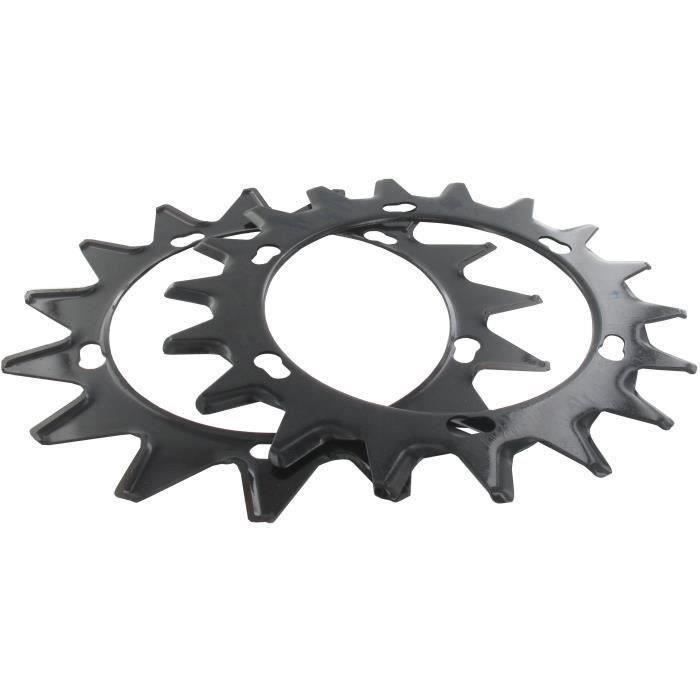 Jeu de 2 lames pour système de coupe à lames contre-rotatives avec lames supérieure 18 dents et lame inférieure 15 dents