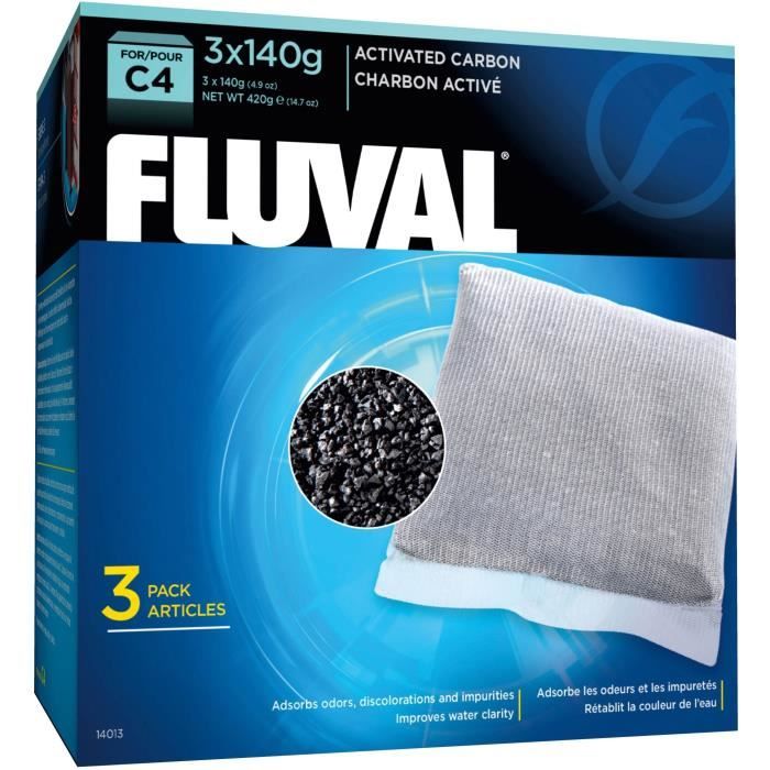 FLUVAL Charbon C4, 3 x 140 g 4,9 oz - Pour poisson