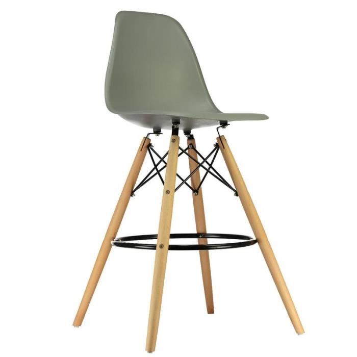 LOT DE 2 SCANDINAVE SQUARE CHAISE HAUTE DE BAR GRISE