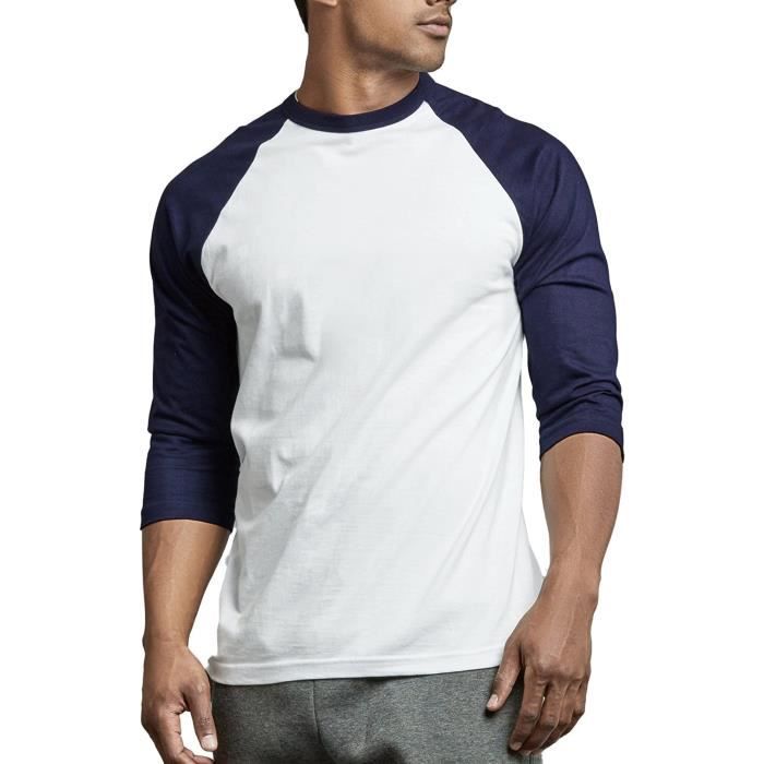 Sweatshirt RORM0 Casual manches 3/4 coton uni Base-ball T-shirts Taille-L